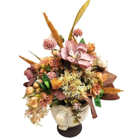 Magnolia Fall Floral Arrangement In Ornate Ceramic Vase Made by Flower Barn - Picture 8 of 16